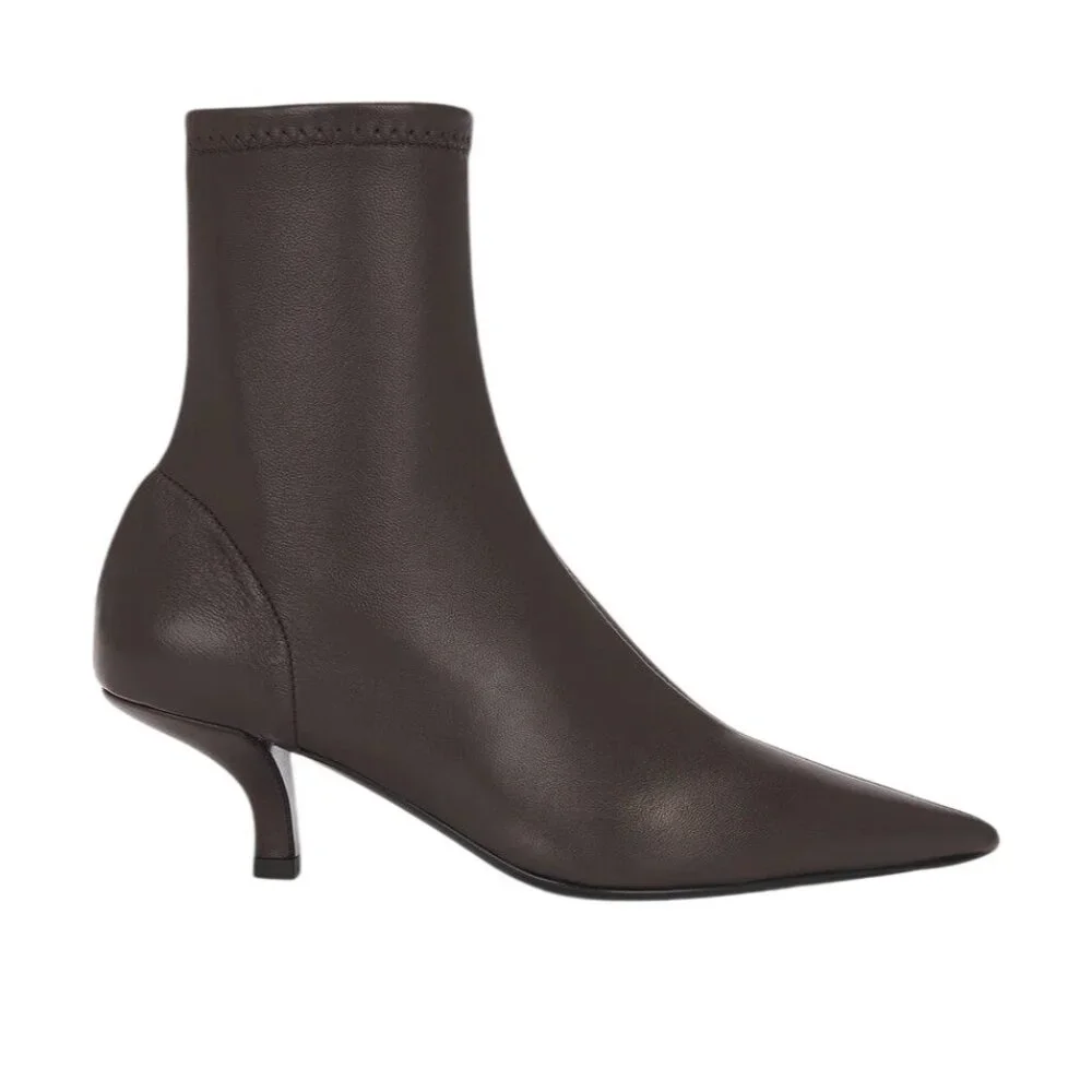 Toteme Heeled Sock Boots in Bark 40 With Box Womens Brown Leather